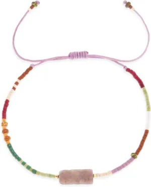 Colorful Beaded Gemstone Bracelets for Women,Cute Square Natural Stone Adjustable Purple String Bohemia Multicolor Beads Bracelet Friendship Fashion Jewelry Gift.