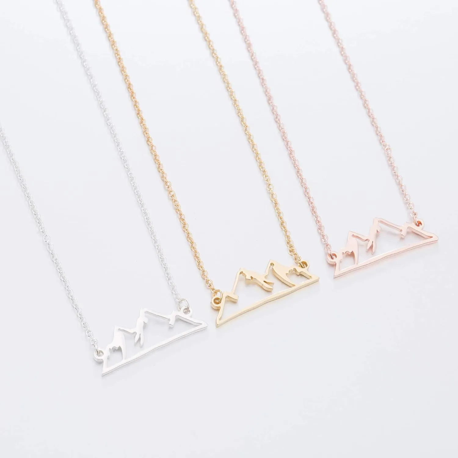COLORFUL BLING Minimalist Snowy Mountain Necklace Hiking Mountain Peak Pendants Necklaces Jewelry Climbing Nature Outdoor Lovers Gifts