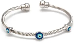 COLORFUL BLING Set Evil Eye Bangle Cuff Bracelet Wristband Adjustable Good Luck for Woman Men Jewelry Amulet Friendship Family Handmade Turkish Protect Handmade Inlay Twisted Round