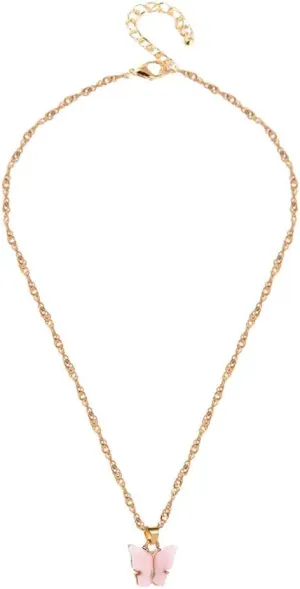 Colorful Butterfly Pendants Necklace for Women Dainty Cute 14K Gold Plated 925 Sterling Silver Chain Necklace Jewelry for Her Friend Wife Mom Anniversary Birthday Party Valentines Mother's Day Gifts