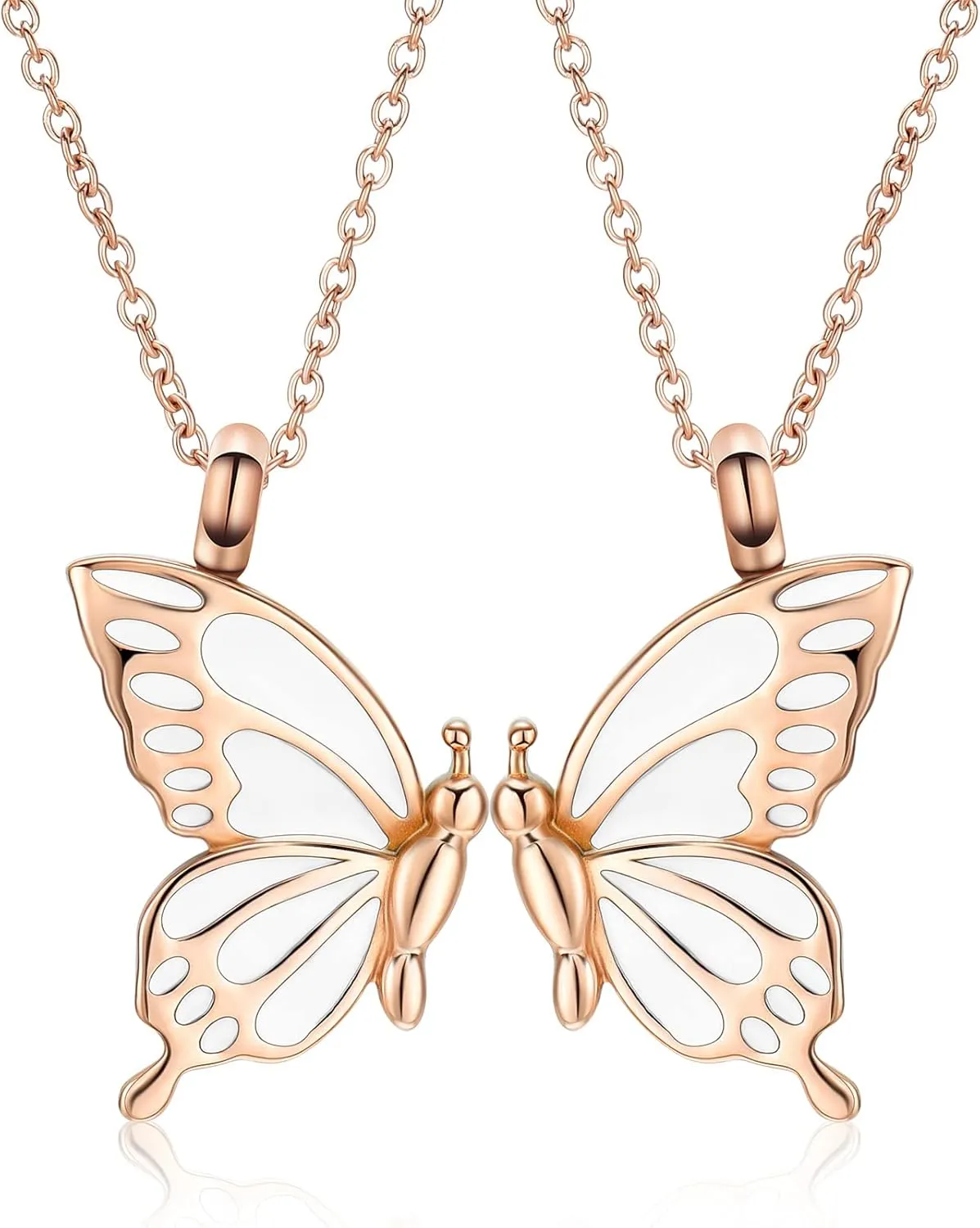 constantlife 2 Pack Butterfly Urn Necklaces for Ashes for Women Girls Stainless Steel Pendants Cremation Keepsake Jewelry Mother Daughter Sister Friendship Memorial Gifts