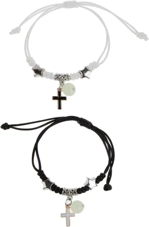 Couple Bracelet,2 Pcs Luminous Bead Charm Braided Rope Bangles Couple Promise Bracelets Friendship Matching Bracelet Jewelry for Lover
