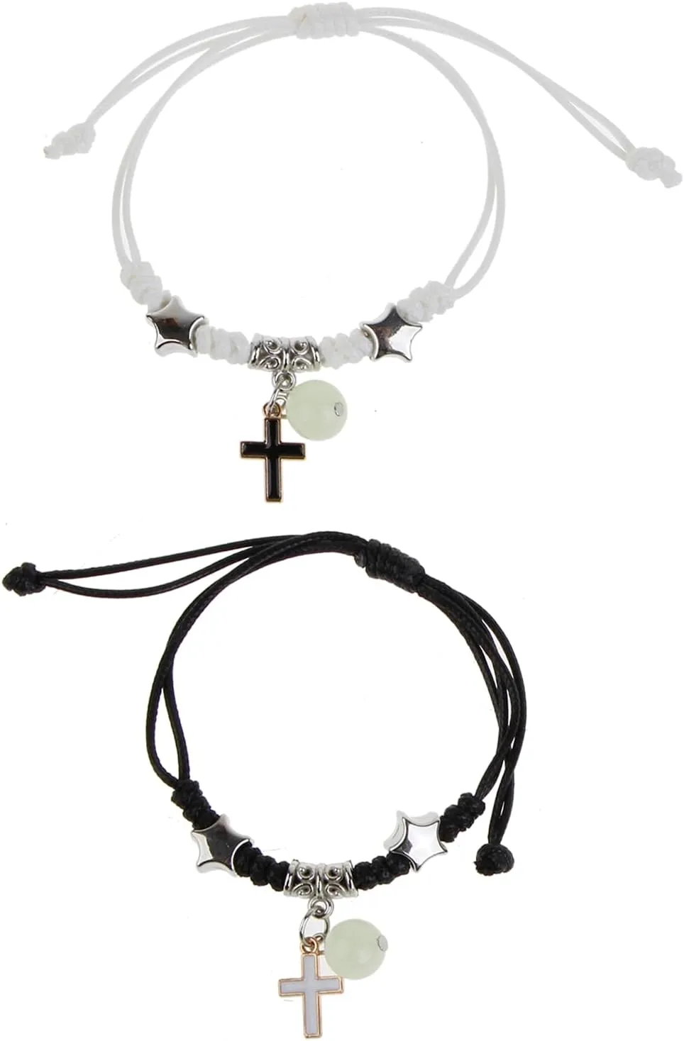 Couple Bracelet,2 Pcs Luminous Bead Charm Braided Rope Bangles Couple Promise Bracelets Friendship Matching Bracelet Jewelry for Lover