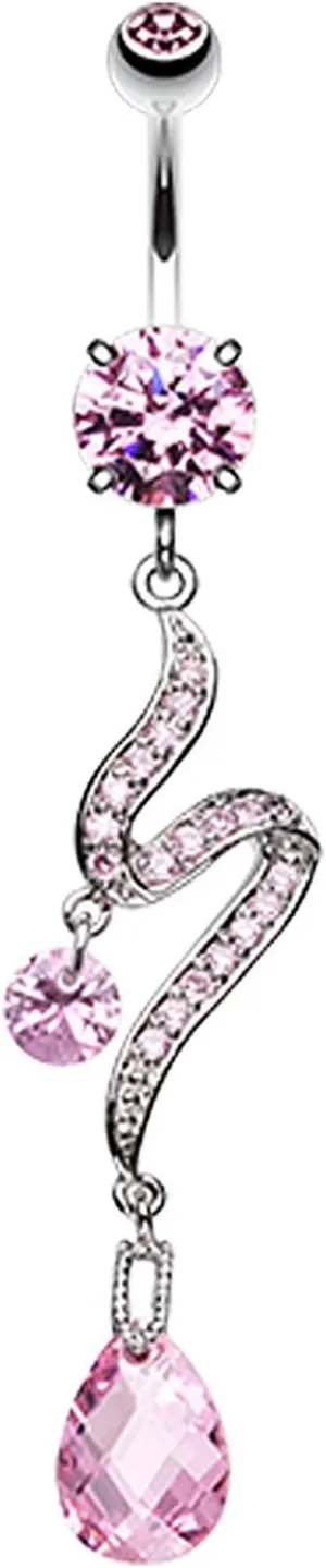 Covet Jewelry Elegant Swirl Sparkle Belly Button Ring