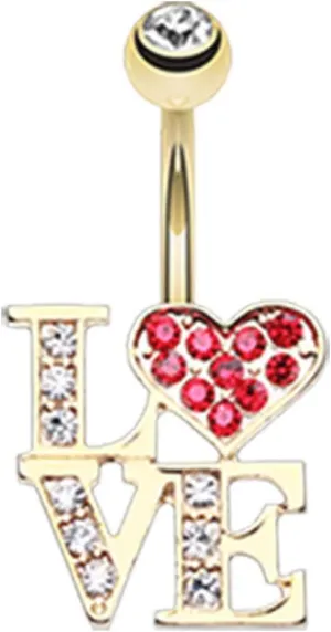 Covet Jewelry Golden Charming Love Belly Button Ring