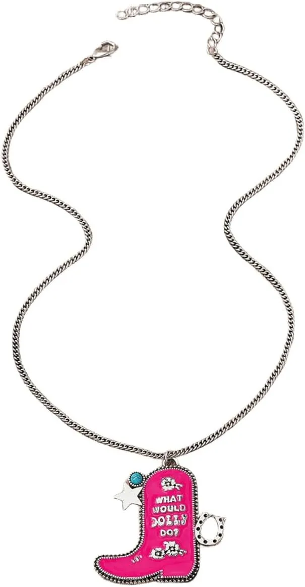 Cowboy Boots Hat Pearl Necklace Layer Western Jewelry for Women Cowgirl Charms Chain Necklace Gifts