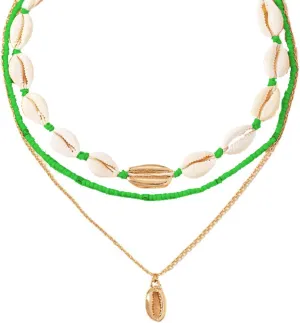 Cowrie Shell Necklace for Women Seashell Layered Necklace Sea Shell Beads Choker Summer Beach Charm Necklace Jewelry for Women Hawaiian Jewelry