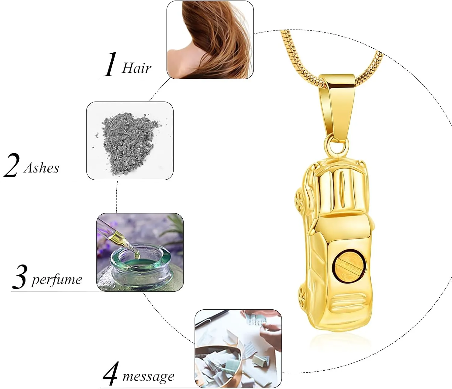 Cremation Jewelry for Ashes Little Car Shape Urn Pendants for Ashes Holder Memorial Keepsake Urn Necklace Cool Necklace