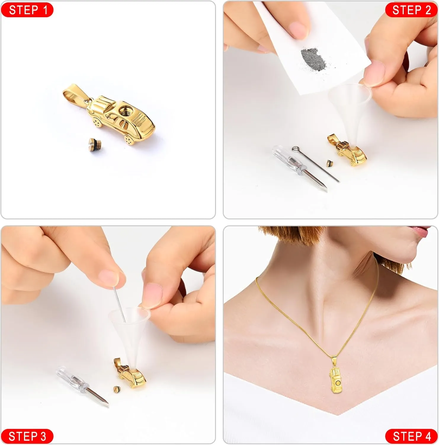 Cremation Jewelry for Ashes Little Car Shape Urn Pendants for Ashes Holder Memorial Keepsake Urn Necklace Cool Necklace