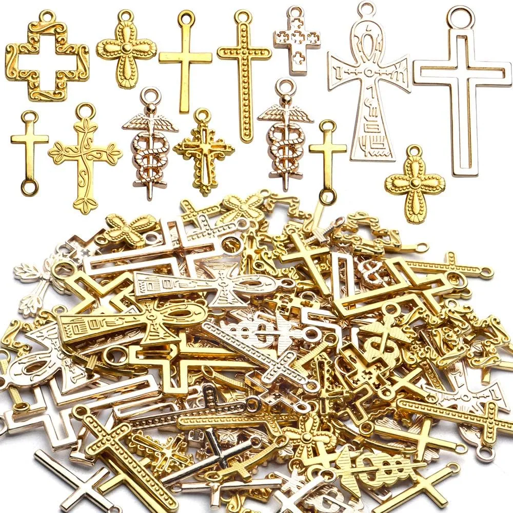 Cross Charms Assorted Cross Pendant Crucifix Pendant Charms Jewelry Making Findings for DIY Earrings Necklace Bracelet Crafts