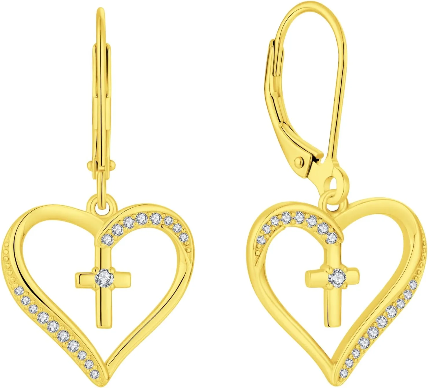 Cross Earrings 925 Sterling Silver Earrings for Women, Heart Dangle Drop Earrings for Jewelry Gifts