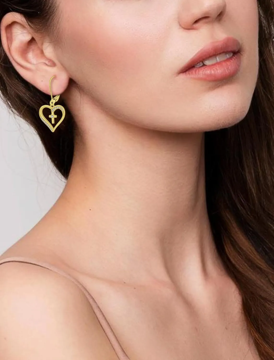 Cross Earrings 925 Sterling Silver Earrings for Women, Heart Dangle Drop Earrings for Jewelry Gifts