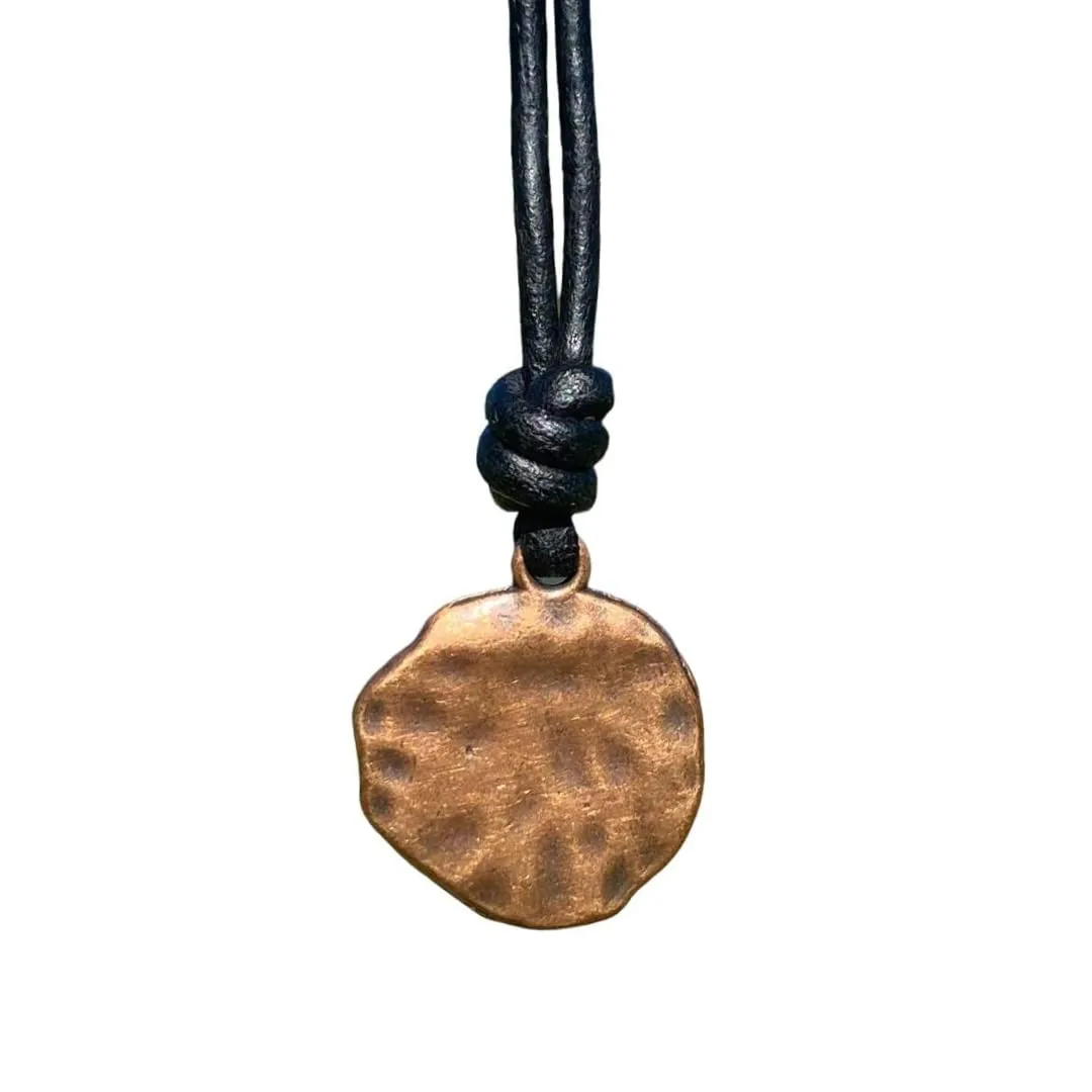 Cross Leather Necklace Mens - Men Cross Coin, Religious Pendant, Medallion Necklaces, Christmas Gift, Catholic Pendant, Christian Charms, Women Gifts to Husband Cute Crosses Best Friend (Copper)
