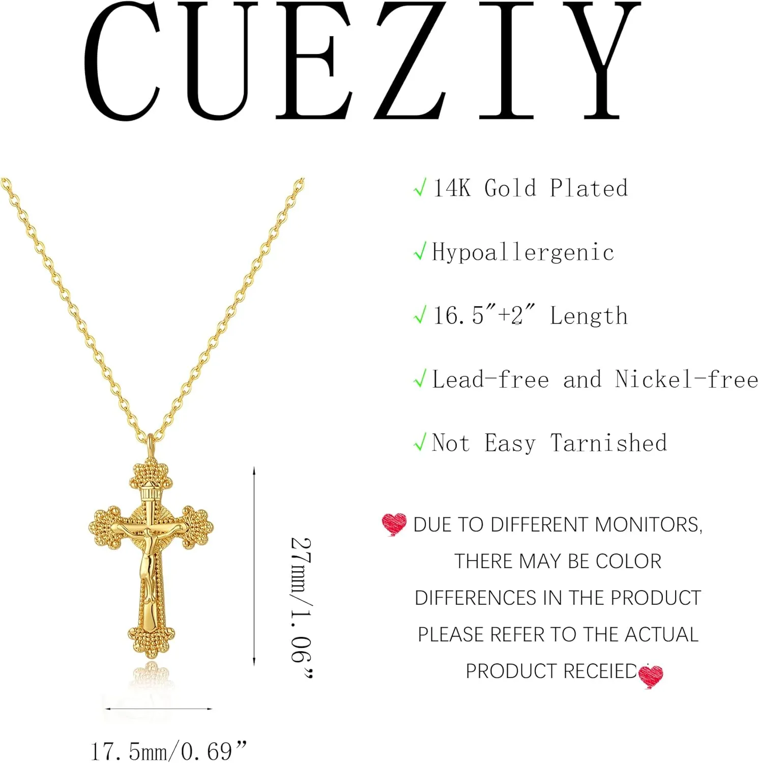 Cross Necklace for Women 14K Gold Plated Cross Necklace Dainty Tiny Cross Pendant Simple Small Cross Necklaces Gold Necklace for Women Trendy Gold Jewelry Gift