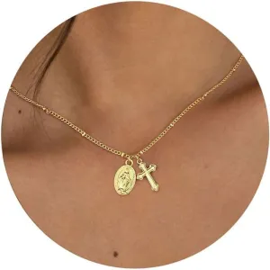 Cross Necklace for Women, 14K Gold Plated/Sterling Silver Cross Necklace for Women Cross Faith Necklace Layered Cross Necklace Gold Jewelry for Women