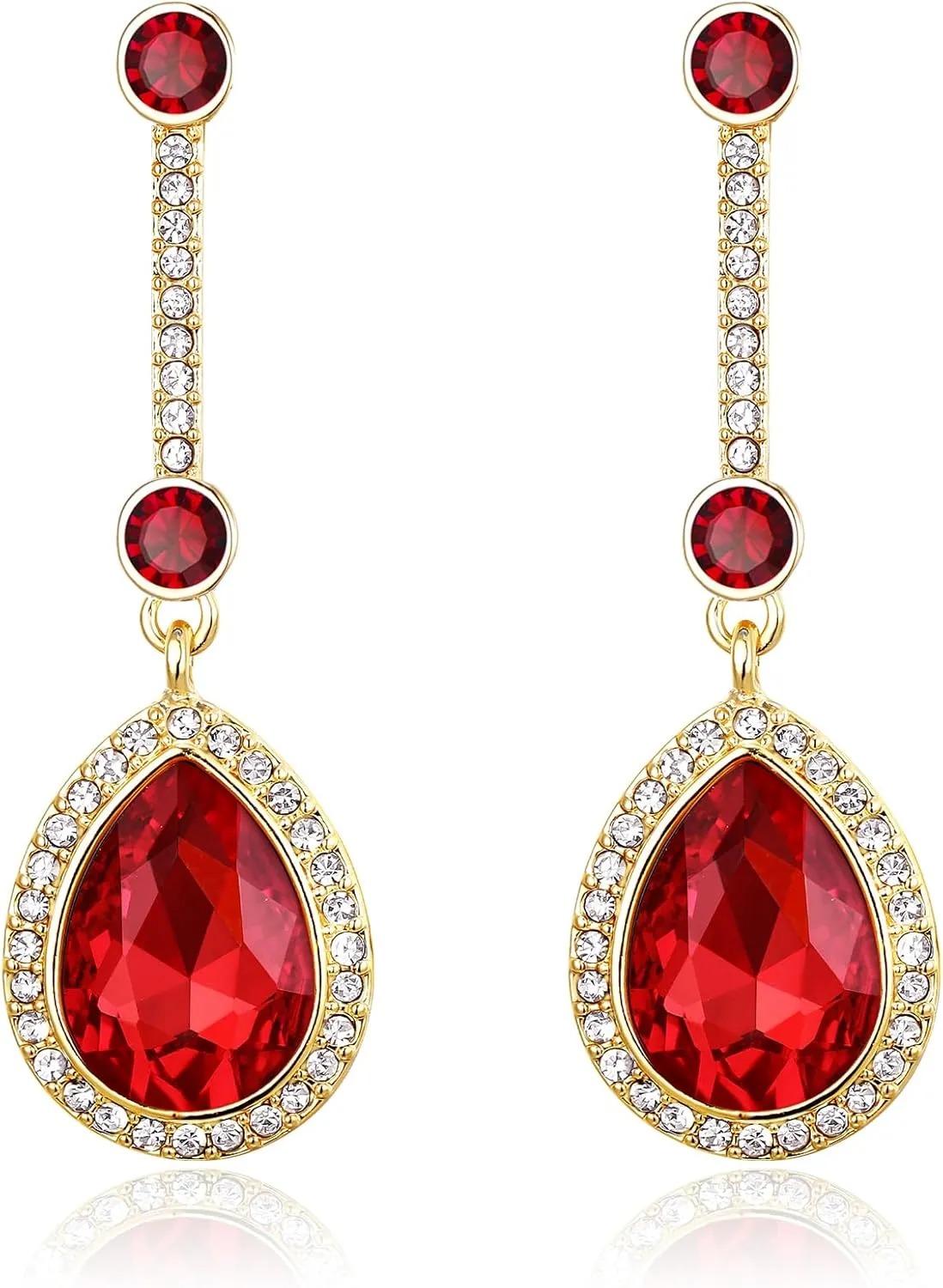 Crysdue Teardrop Crystal Bridal Dangle Earrings for Party Prom, Stunning Rhinestone Wedding Jewelry for Brides Bridesmaid Women