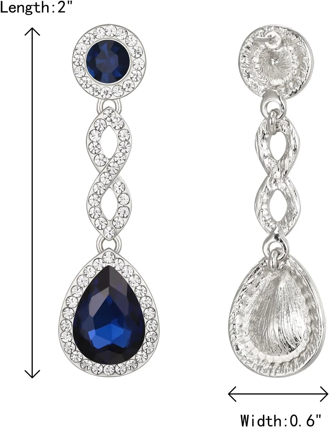 Crysdue Women's Rhinestone Bridal Chandelier Dangle Earrings for Wedding, Spiral Infinity Stunning Crystal Teardrop Jewelry for Prom Party