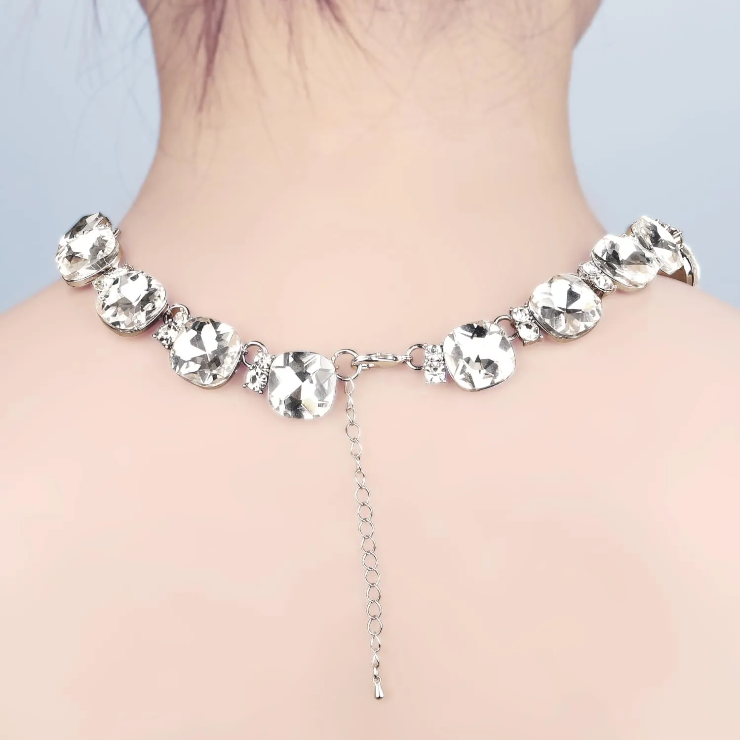 Crystal Statement Necklace Glass Crystal Collar Choker Necklace for Women Bridal Necklace Costume Jewelry Necklaces for Women