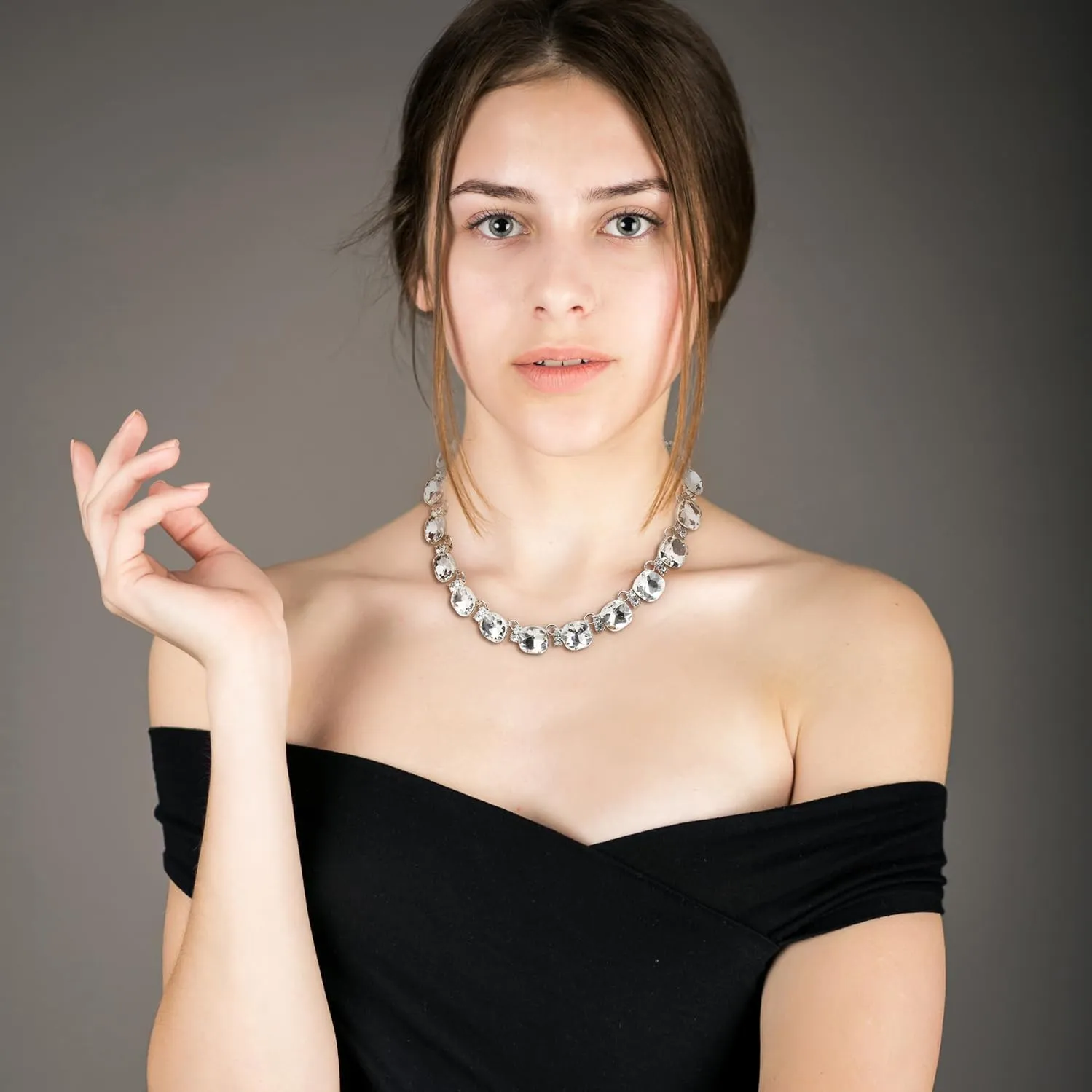 Crystal Statement Necklace Glass Crystal Collar Choker Necklace for Women Bridal Necklace Costume Jewelry Necklaces for Women