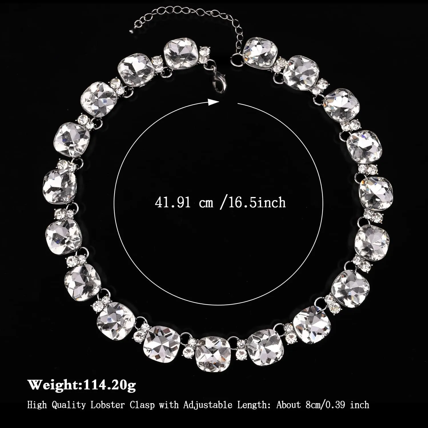 Crystal Statement Necklace Glass Crystal Collar Choker Necklace for Women Bridal Necklace Costume Jewelry Necklaces for Women