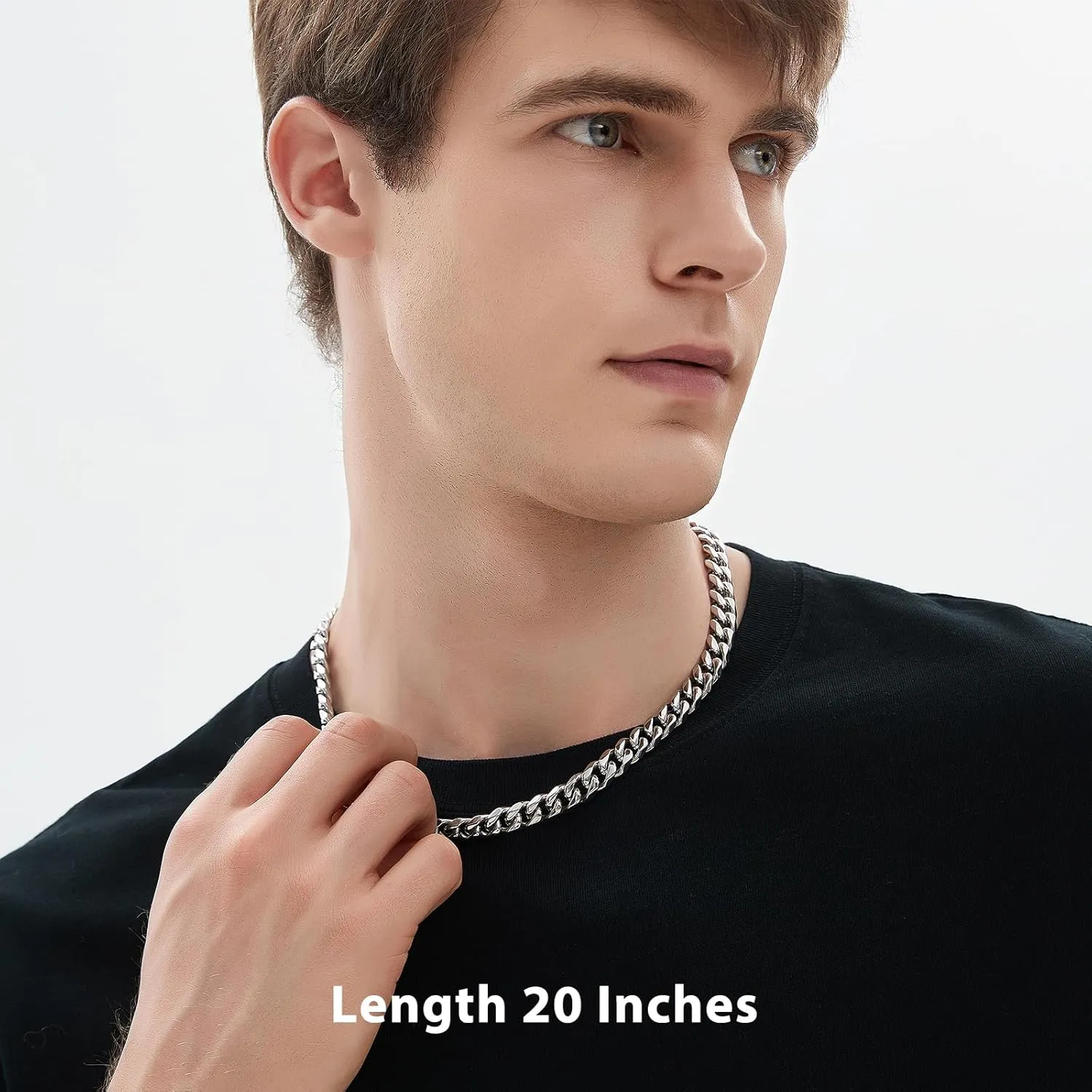 Cuban Link Chain for Men 9MM Silver Chain Necklace 316l Stainless Steel 925 Sterling Silver Filled