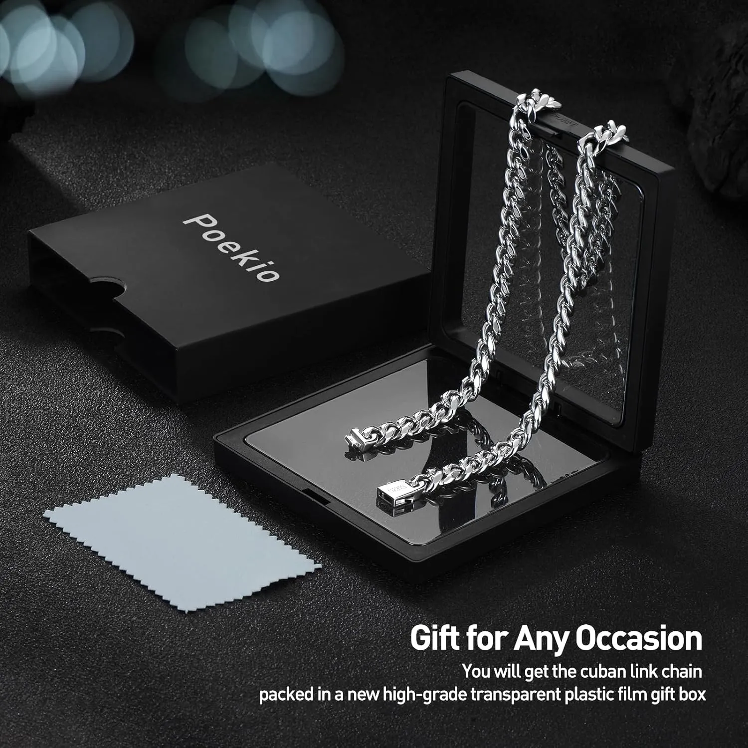 Cuban Link Chain for Men 9MM Silver Chain Necklace 316l Stainless Steel 925 Sterling Silver Filled
