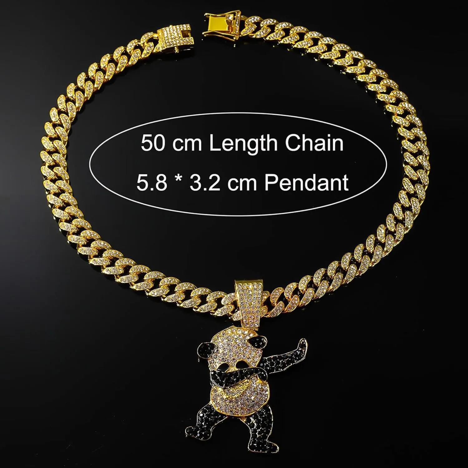 Cuban Pendant Necklace, Miami Ice Out Chain Necklace, Animal Pendant Hip-Hop Jewelry for Men Women, 20inch