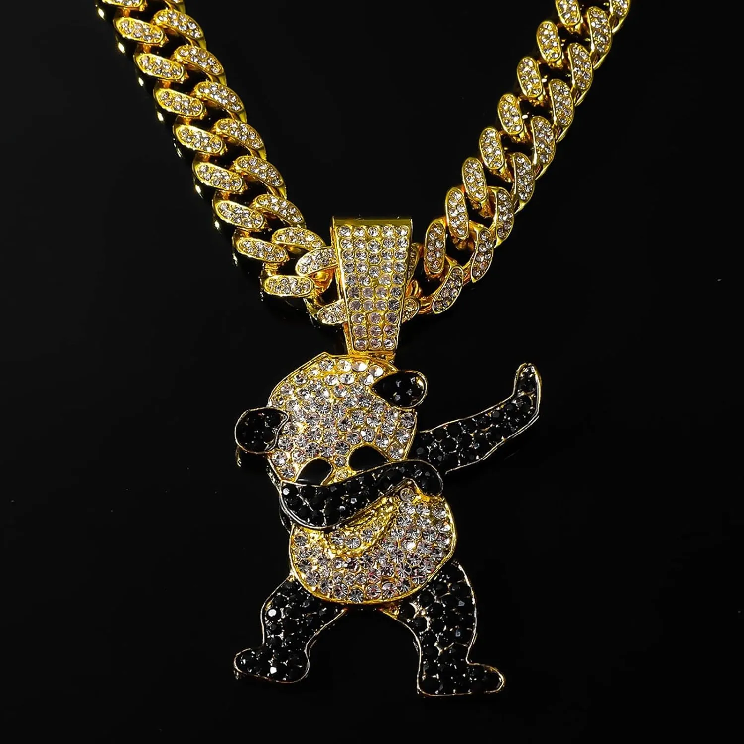 Cuban Pendant Necklace, Miami Ice Out Chain Necklace, Animal Pendant Hip-Hop Jewelry for Men Women, 20inch