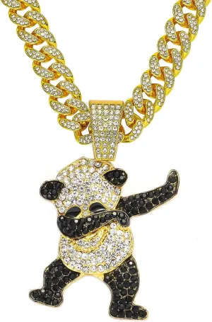 Cuban Pendant Necklace, Miami Ice Out Chain Necklace, Animal Pendant Hip-Hop Jewelry for Men Women, 20inch