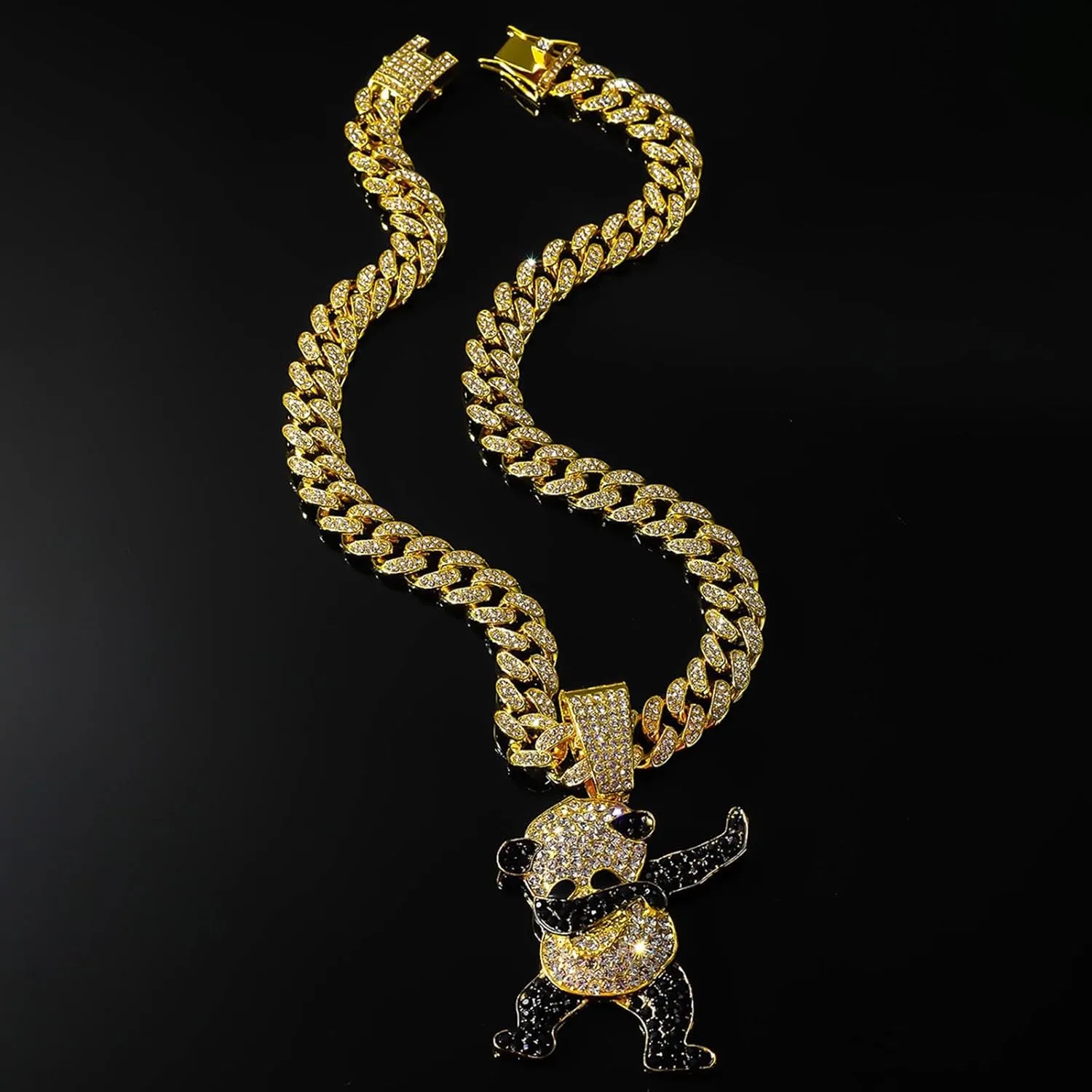 Cuban Pendant Necklace, Miami Ice Out Chain Necklace, Animal Pendant Hip-Hop Jewelry for Men Women, 20inch