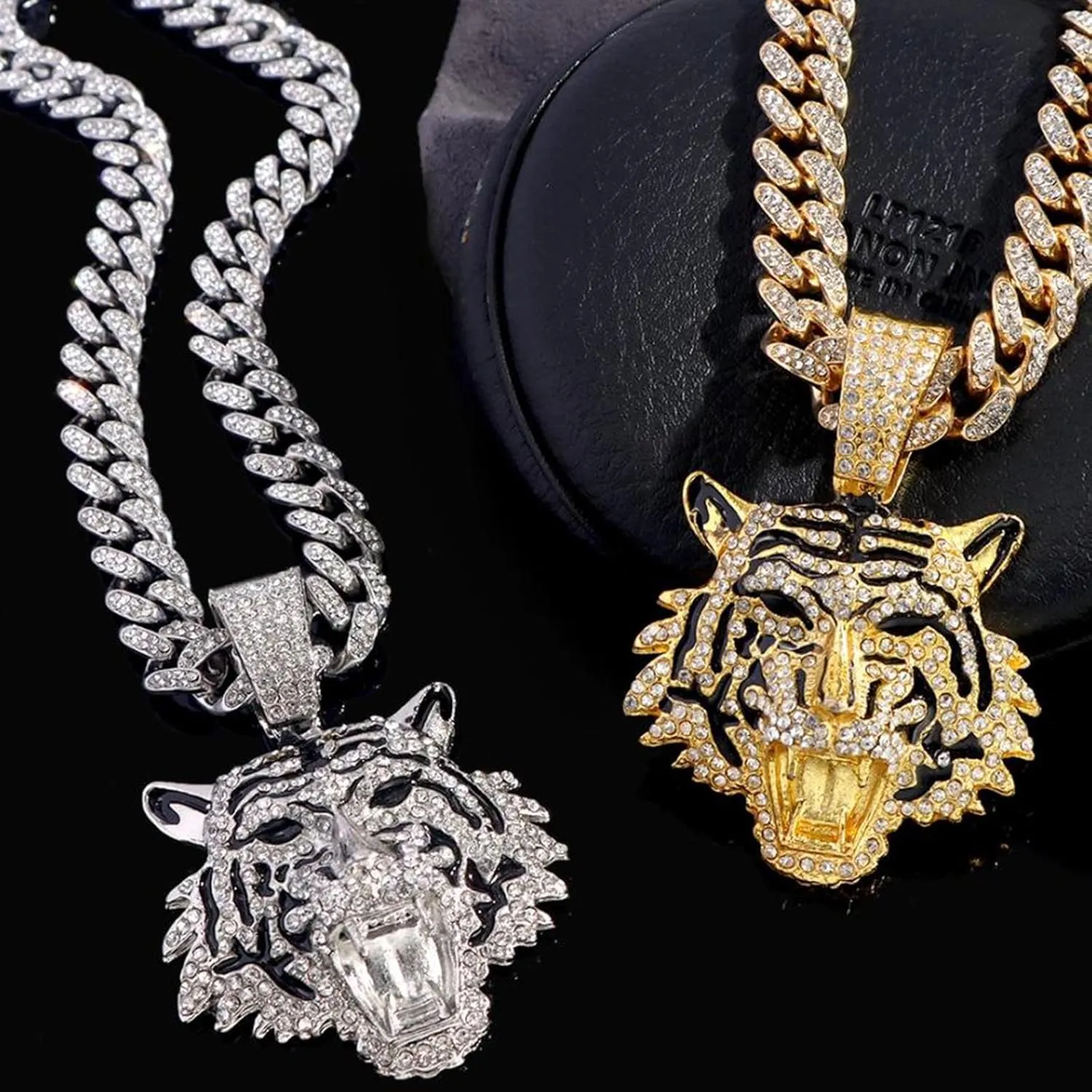 Cuban Pendant Necklace, Miami Ice Out Chain Necklace, Animal Pendant Hip-Hop Jewelry for Men Women, 20inch