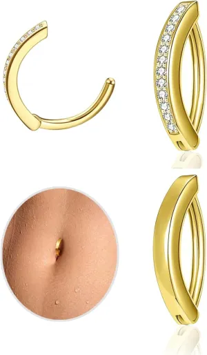 Cubic Zirconia Belly Button Rings Set 14G Surgical Stainless Steel Navel Belly Rings 10mm Piercing Barbell Body Jewelry Belly Button Ring gold silver belly button piercing for Women