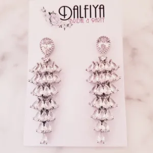Cubic Zirconia Glam Chandelier Bridal Earrings for Bride