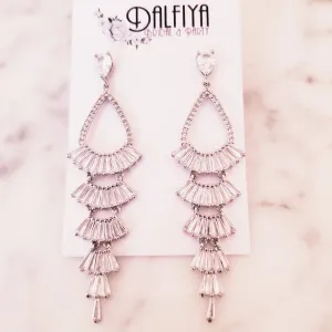 Cubic Zirconia Long Chandelier Bridal Earrings for Bride