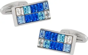 Cuff-Daddy Stunning Blue & Silver Crystal Bar Cufflinks with Presentation Box