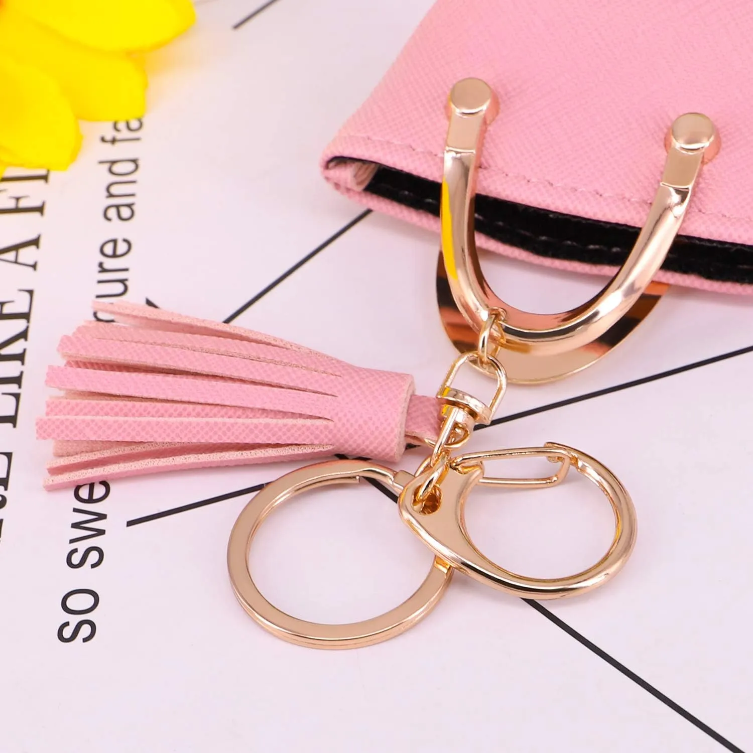 Cute Tote Bag Tassels Keychain Mini Coin Purse Key Chain Keyring for Women Mom Purse Handbag Decor