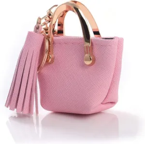 Cute Tote Bag Tassels Keychain Mini Coin Purse Key Chain Keyring for Women Mom Purse Handbag Decor