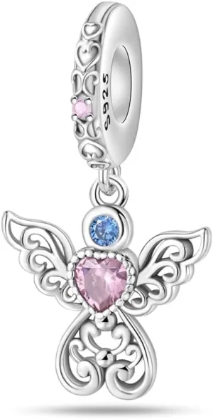 CYCUFF 925 Sterling Silver Charms Suitable for Bracelets Charms Beads, Charm Necklaces Jewellery Gift for Women Family Friends (Guardian Angel Charm)