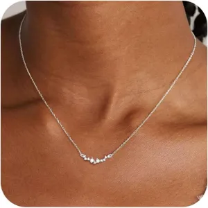 CZ Diamond Pendant Gold Necklace for Women Dainty 14k Gold Plated Choker Necklaces Simple Gold Jewelry Gifts for Women