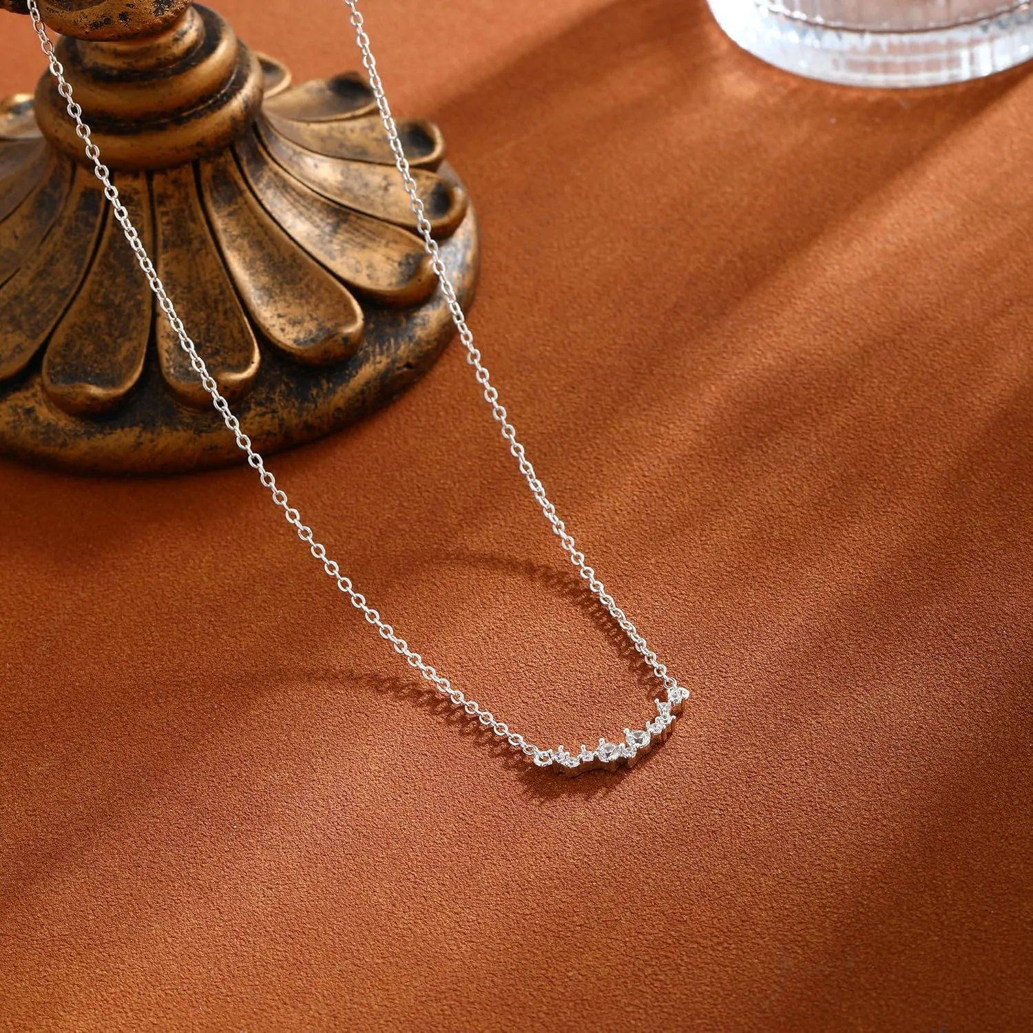 CZ Diamond Pendant Gold Necklace for Women Dainty 14k Gold Plated Choker Necklaces Simple Gold Jewelry Gifts for Women
