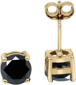 Dainty Black Onyx Earrings- Black Onyx Stud Earrings in 925 Sterling Silver- Solitaire Wedding Engagement- Vintage Earrings