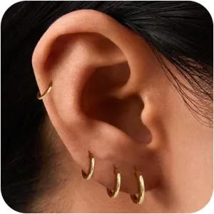 Dainty Gold/Silver Huggie Hoop Earrings Set for Women,14K Gold/Silver plated Cartilage Piercing Small Hoop Earrings Hypoallergenic clip on hoop Earrings for Women and Men