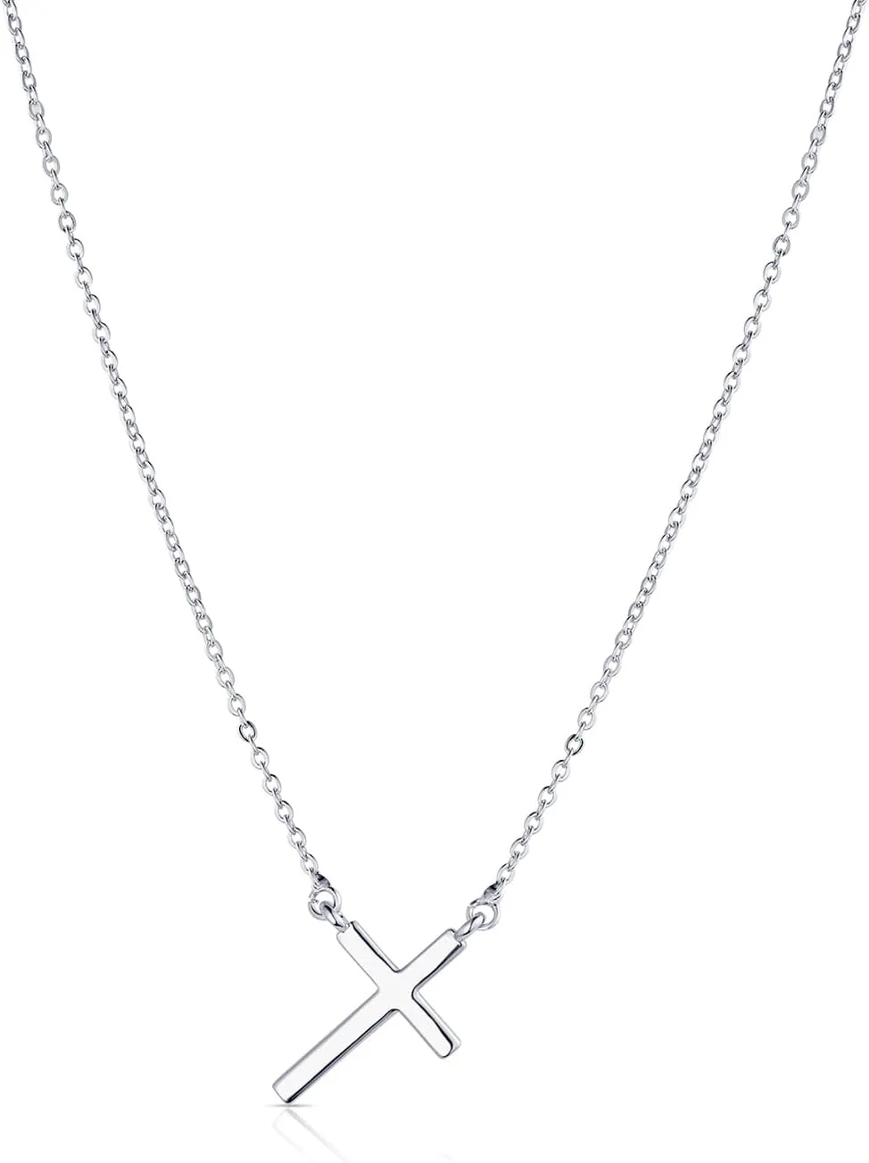 Dainty Sideways Cross Necklace for Women | Silver Cross Choker Necklace | Choker Necklaces for Women | Minimalist Cross Jewelry | Side Cross Choker Necklace