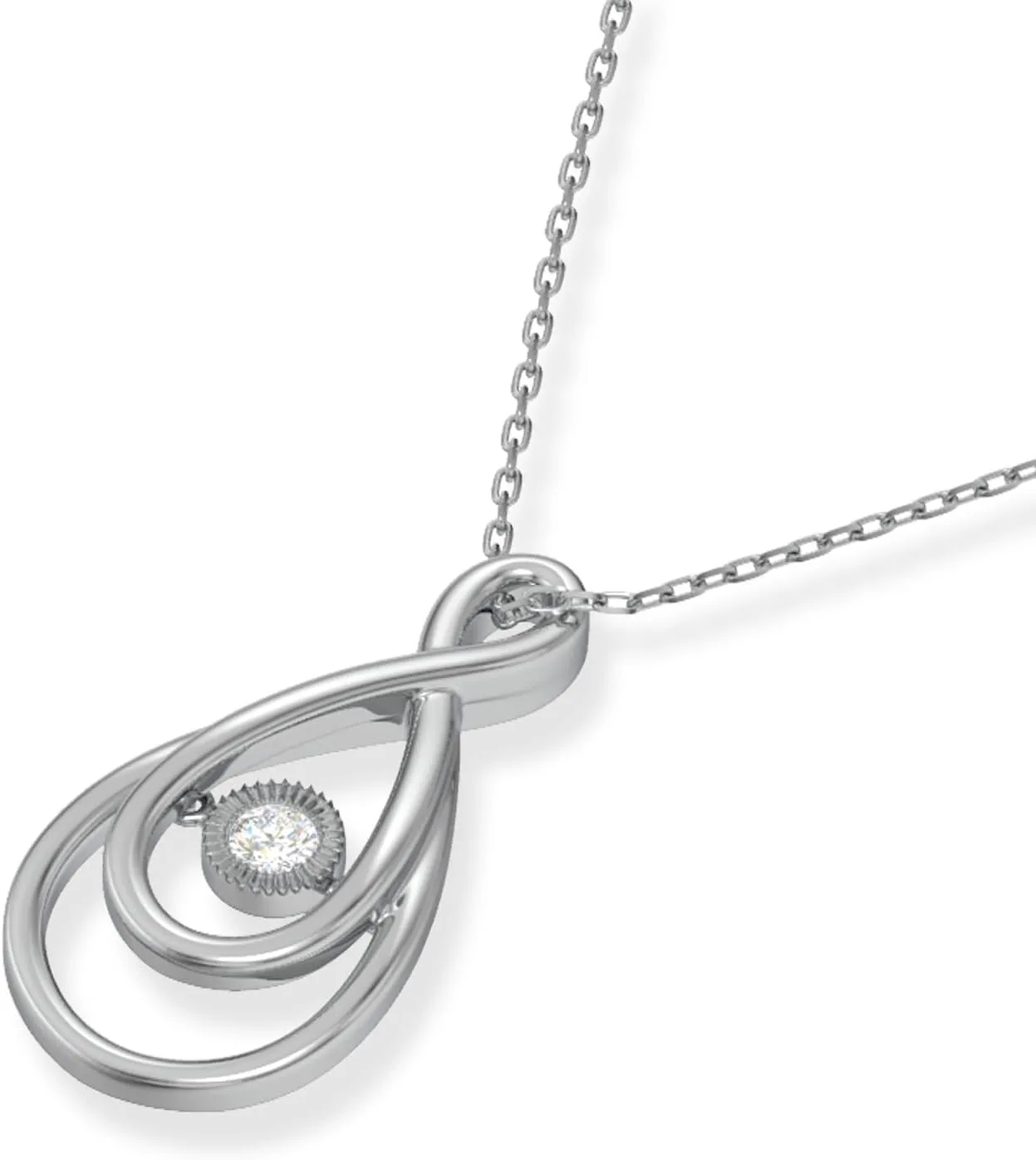 Dancing Diamond Necklaces for Women, Real Diamond Round or Heart Shape Necklace, Sterling Silver Necklace with 18 Inch Chain, Diamond Jewelry for Women (0.03-0.12 cttw)