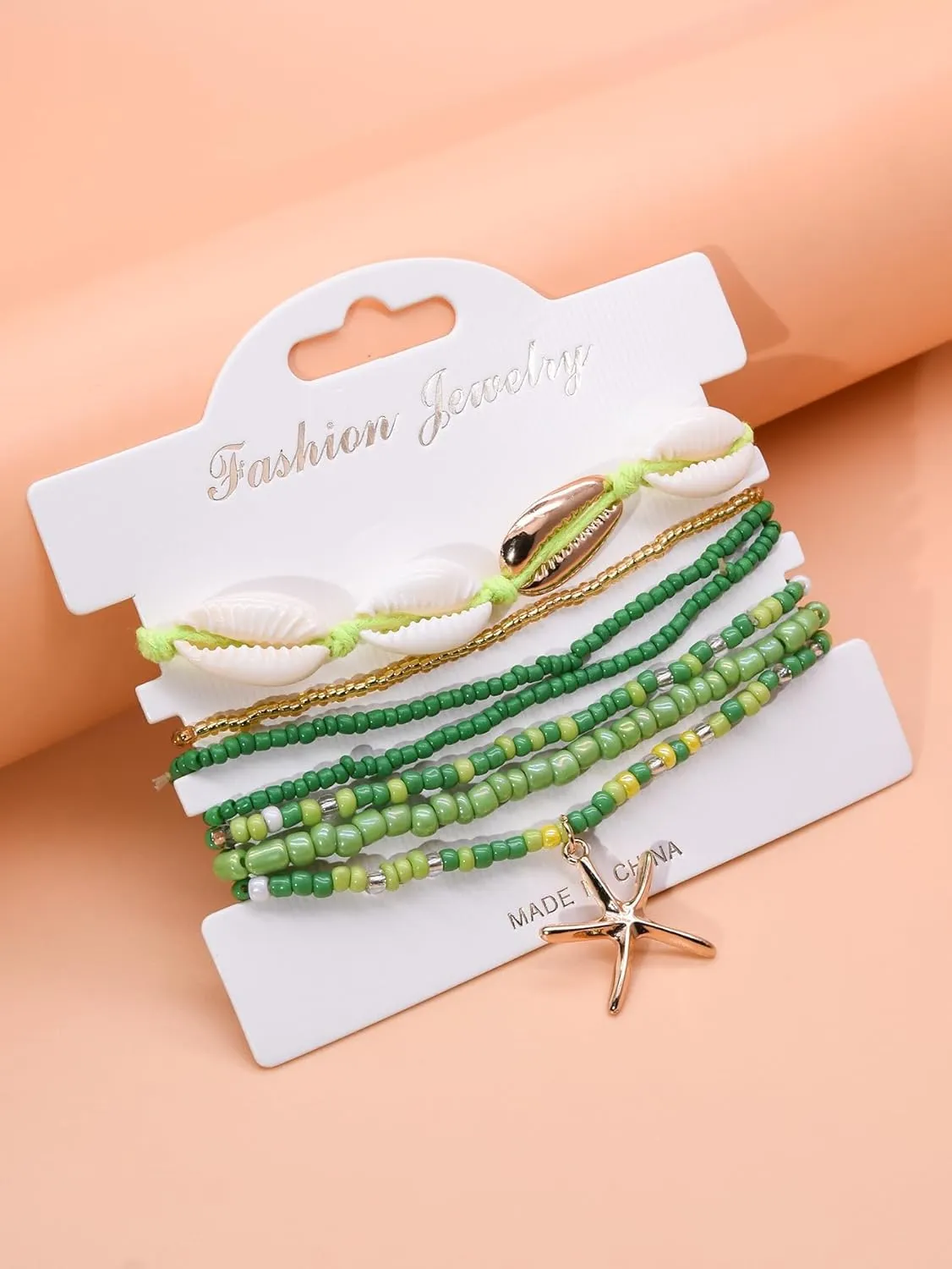 DATOA Shell Ankle Bracelet Set for Women Boho Beaded Stackable Bracelet Multi-Layer Seashell Starfish Anklet Hawaiian Beach Foot Accessories Gift