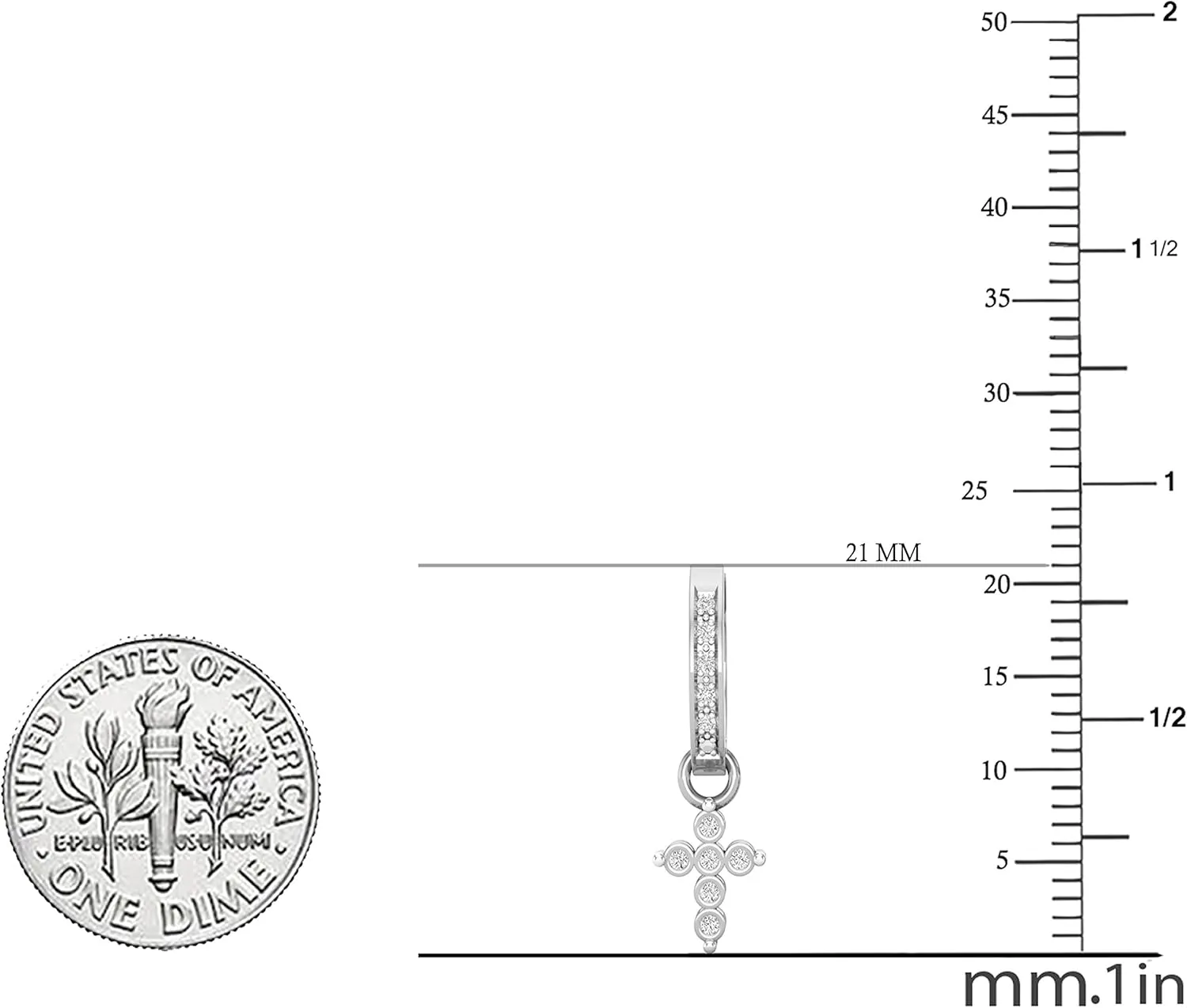 Dazzlingrock Collection 0.15 Carat (ctw) Round White Diamond Ladies Cross Religious Dangling Drop Earrings