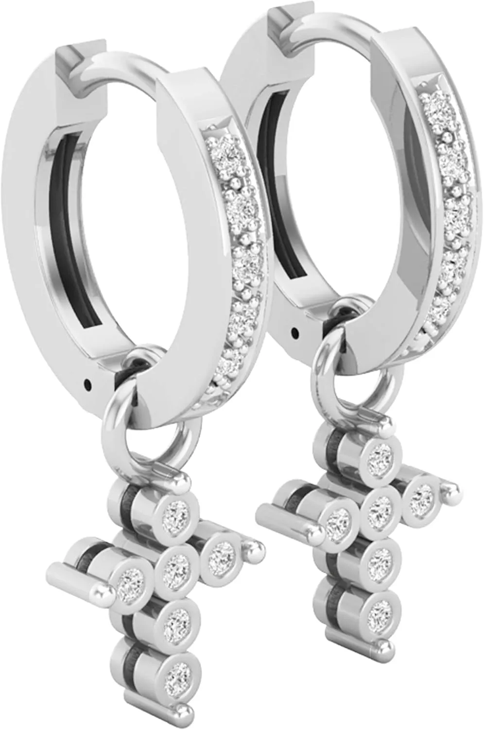 Dazzlingrock Collection 0.15 Carat (ctw) Round White Diamond Ladies Cross Religious Dangling Drop Earrings