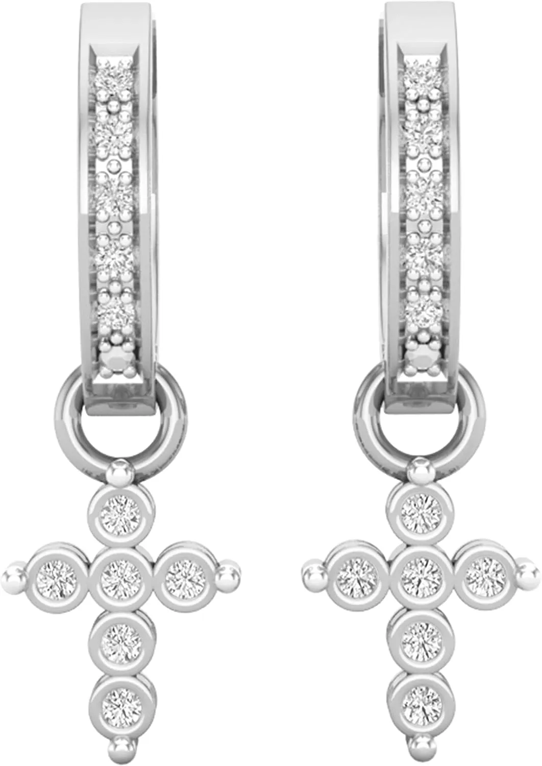 Dazzlingrock Collection 0.15 Carat (ctw) Round White Diamond Ladies Cross Religious Dangling Drop Earrings