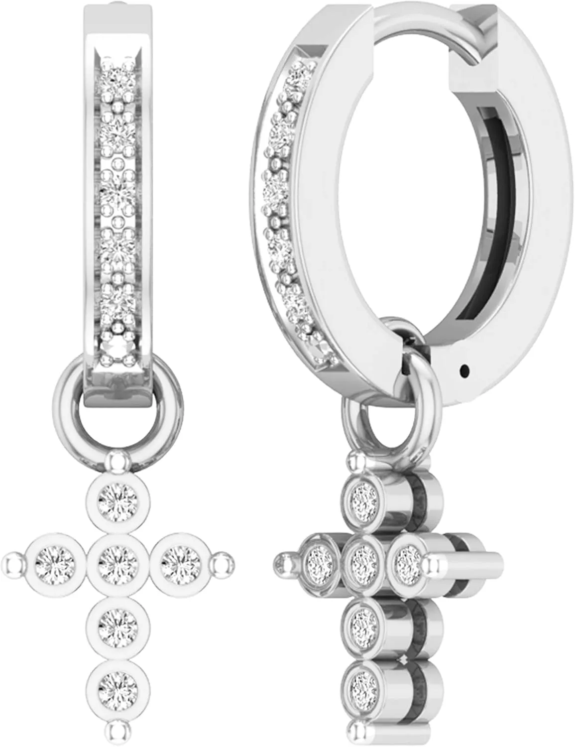 Dazzlingrock Collection 0.15 Carat (ctw) Round White Diamond Ladies Cross Religious Dangling Drop Earrings