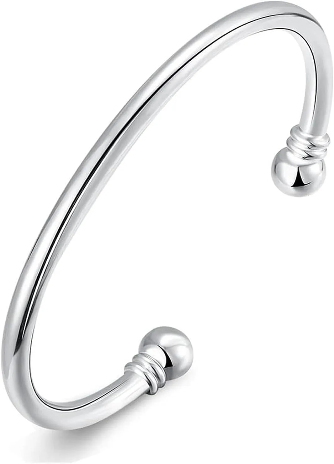 Denchy 925 Silver Trendy Bracelet, Fashion Jewelry Simple Cuff Bangles for Women Mom Wife Valentine Mothers day Gift